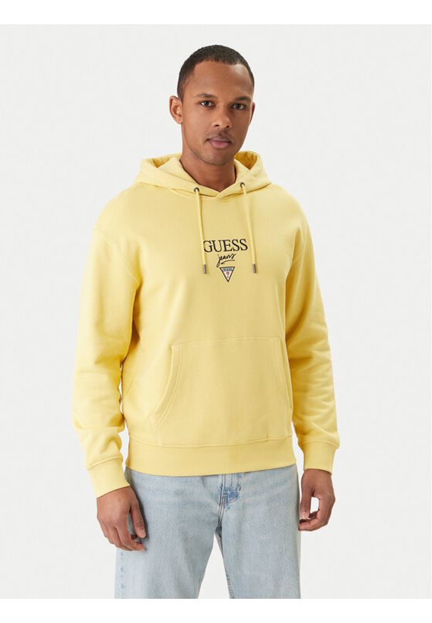 Guess Jeans Bluza M6RQ26 KCPR1 Żółty Regular Fit. Kolor: żółty. Materiał: bawełna
