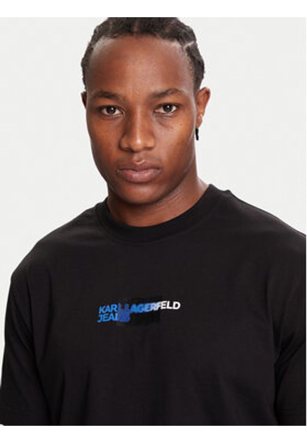 Karl Lagerfeld Jeans T-Shirt A4M17025 Czarny Regular Fit. Kolor: czarny. Materiał: bawełna