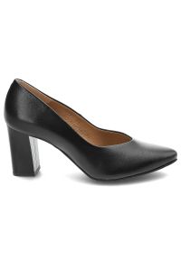 Czarne Czółenka Clasicco Eleganckie Skórzane Buty. Zapięcie: bez zapięcia. Kolor: czarny. Materiał: skóra. Szerokość cholewki: normalna. Obcas: na obcasie. Styl: elegancki. Wysokość obcasa: średni #6