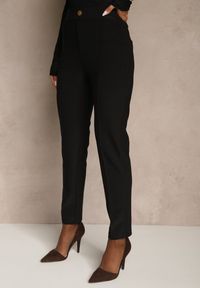 Renee - Czarne Spodnie z Kantem i Imitacją Kieszeni Rearie. Okazja: na co dzień. Kolekcja: plus size. Kolor: czarny. Styl: casual, elegancki #5