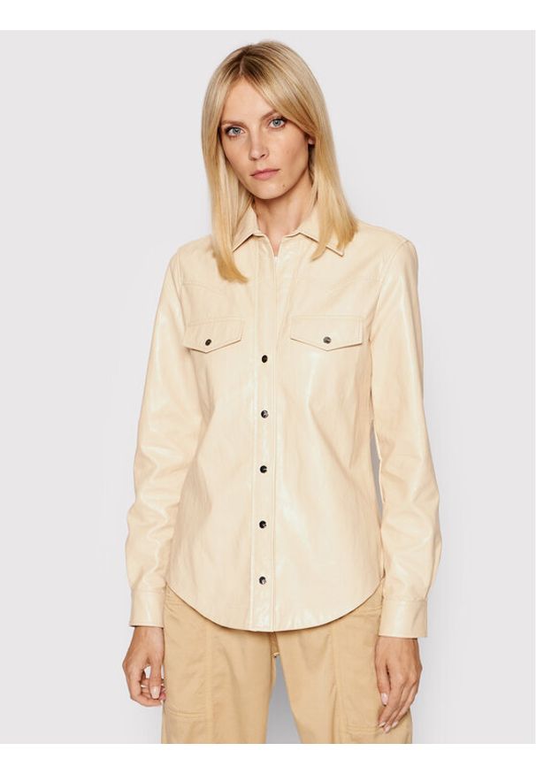 Pinko Koszula Ciambella 2 1G16EB 7866 Beżowy Regular Fit. Kolor: beżowy. Materiał: skóra