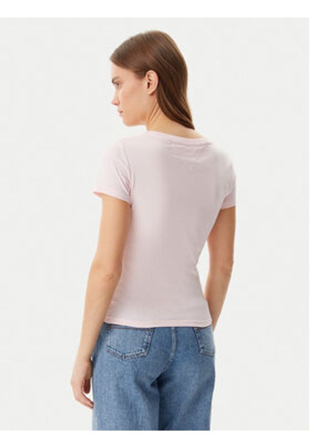 Tommy Jeans T-Shirt DW0DW20458 Różowy Slim Fit. Kolor: różowy. Materiał: bawełna