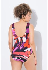 ULLA POPKEN - Damski Strój kąpielowy marszczenie miękkie miseczki dekolt w serek. Kolekcja: plus size. Kolor: czerwony. Materiał: poliester, elastan, poliamid, materiał