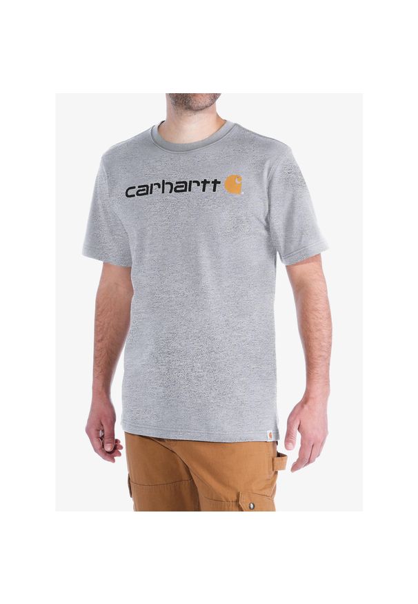 Koszulka bawełniana męska Carhartt Core Logo T-Shirt S/S. Kolor: szary. Materiał: bawełna