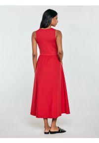 Big-Star - Sukienka damska midi bawełniana czerwona Kamasi 603. Okazja: na co dzień. Kolor: czerwony. Materiał: bawełna. Długość rękawa: na ramiączkach. Styl: casual. Długość: midi #3