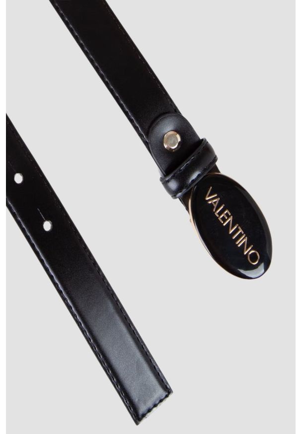 Valentino by Mario Valentino - VALENTINO Czarny pasek Block Plaque Buckle Belt. Kolor: czarny