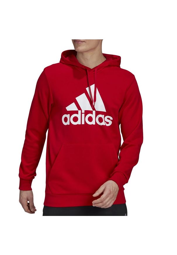 Adidas - Bluza adidas Essentials Big Logo Hoodie GV0249 - czerwona. Typ kołnierza: kaptur. Kolor: czerwony. Materiał: bawełna, tkanina, poliester, wiskoza. Wzór: aplikacja. Styl: klasyczny