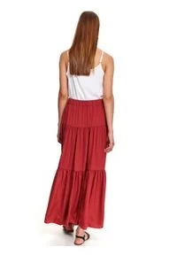 TOP SECRET - Długa spódnica z falbanami z szeroką gumką w pasie. Kolor: czerwony. Długość: długie #2