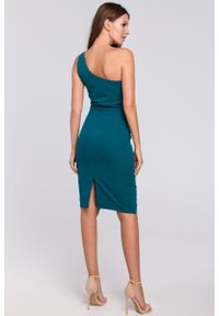 Sukienki.shop - Elegancka sukienka na jedno ramię ołówkowa morska. Okazja: na randkę, na imprezę, do pracy. Kolor: morski, czerwony. Typ sukienki: ołówkowe. Styl: elegancki. Długość: midi