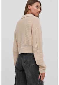 Miss Sixty sweter wełniany damski kolor beżowy. Kolor: beżowy. Materiał: wełna. Długość rękawa: długi rękaw. Długość: długie. Wzór: ze splotem #4