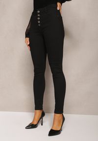 Renee - Czarne Spodnie Skinny Winvienne. Stan: podwyższony. Kolor: czarny. Długość: długie. Wzór: ażurowy #5