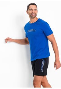 bonprix - Piżama z krótkimi spodenkami z miękką bawełną. Kolor: niebieski. Materiał: bawełna. Długość: krótkie #1