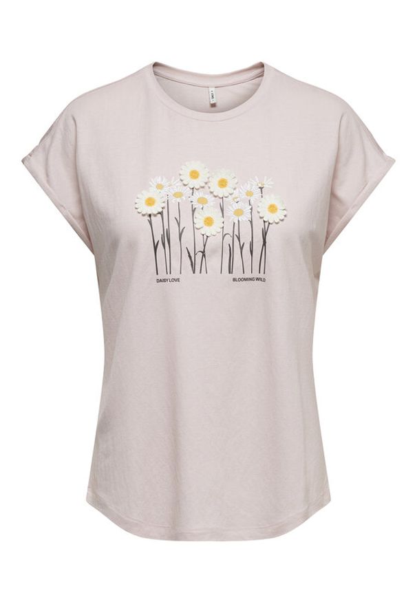 only - ONLY T-Shirt Jany 15372108 Różowy jasny Regular Fit. Kolor: różowy. Materiał: syntetyk