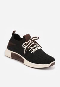 Born2be - Czarne Sneakersy z Podwójnym Sznurowaniem Fontarin. Nosek buta: okrągły. Kolor: czarny. Materiał: materiał. Obcas: na obcasie. Wysokość obcasa: niski #9