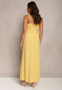Renee - Żółta Sukienka Sterinig. Kolor: żółty. Materiał: bawełna. Długość rękawa: na ramiączkach. Typ sukienki: kopertowe. Długość: maxi