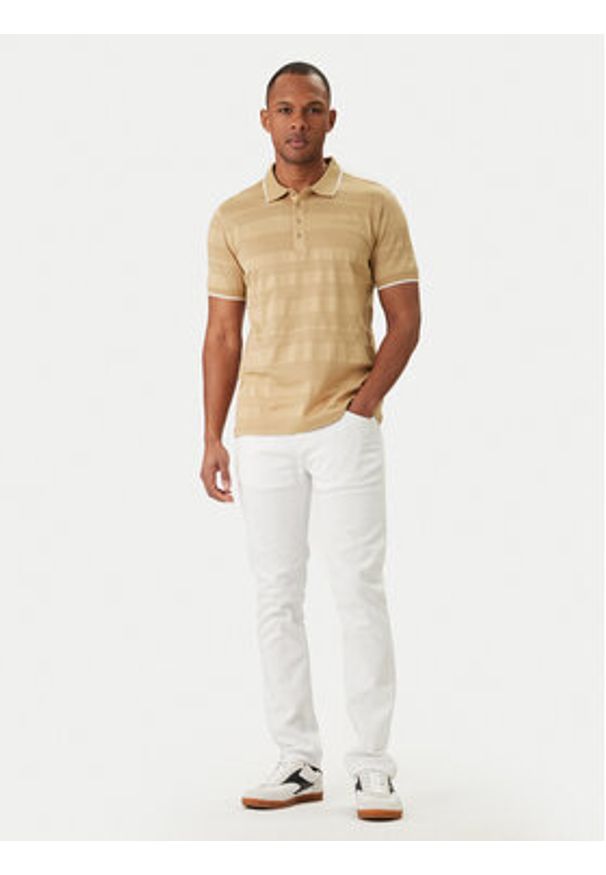 Karl Lagerfeld - KARL LAGERFELD Polo 745006 562201 Beżowy Regular Fit. Typ kołnierza: polo. Kolor: beżowy. Materiał: bawełna