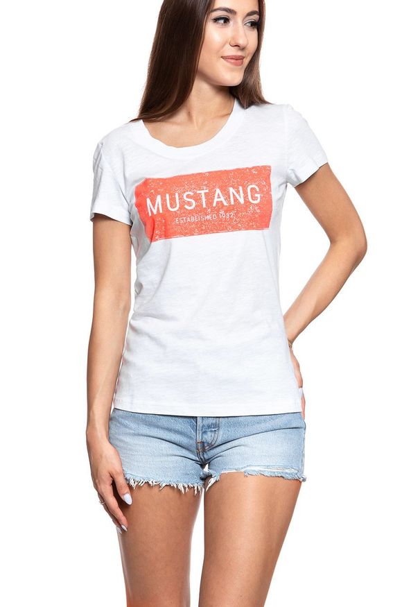 Mustang - MUSTANG T SHIRT DAMSKI Alexia C Logo 1009482 2045. Wzór: nadruk