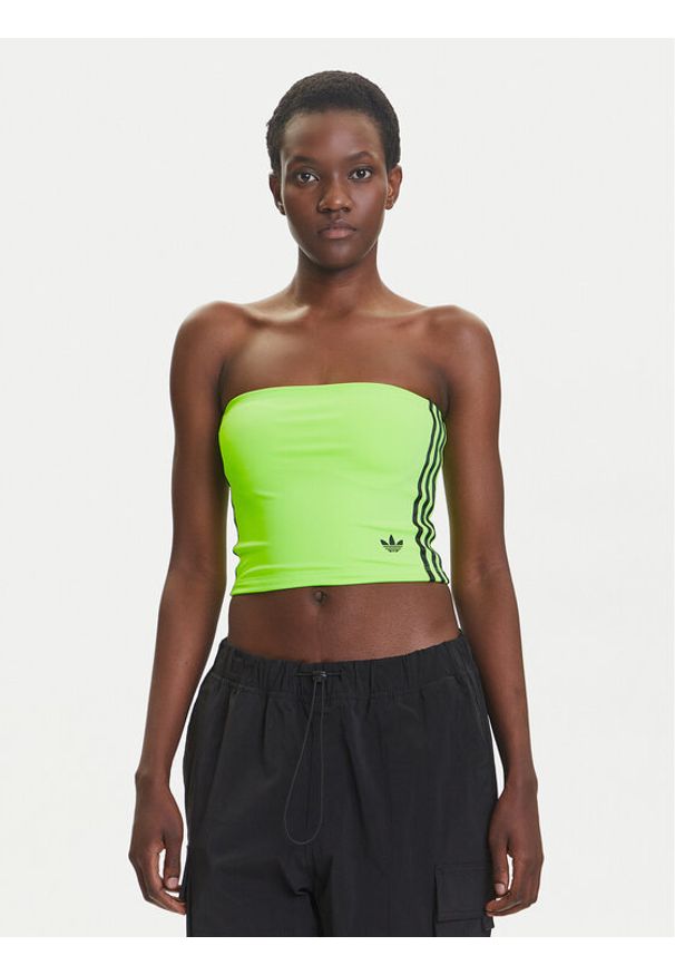 Adidas - adidas Top adicolor 3-Stripes JX7719 Zielony Slim Fit. Kolor: zielony. Materiał: syntetyk