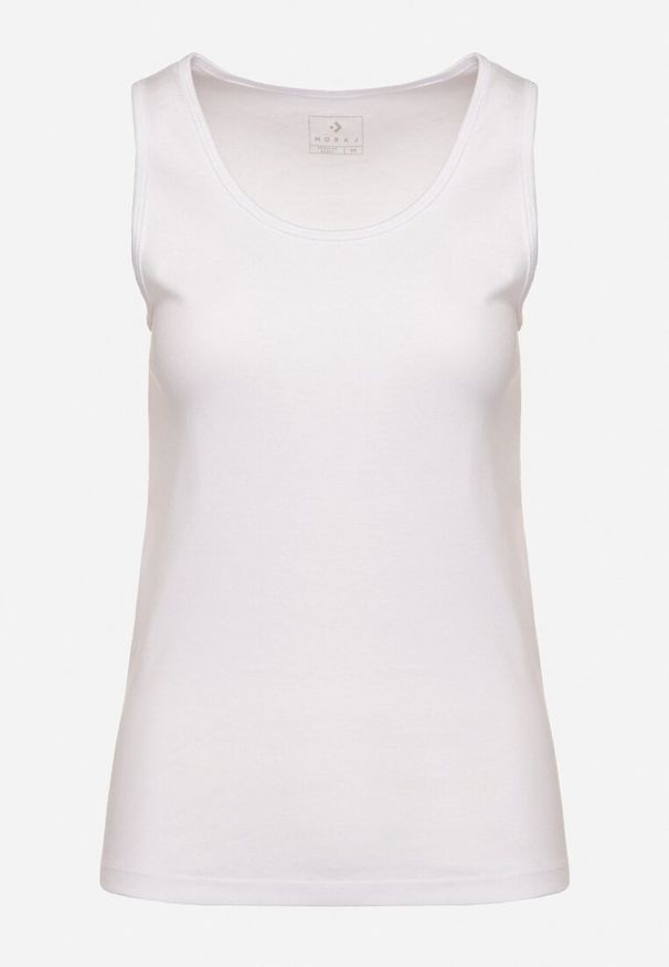 Born2be - Biały Bawełniany Top w Klasycznym Stylu Fevoirae. Kolor: biały. Materiał: bawełna. Styl: klasyczny