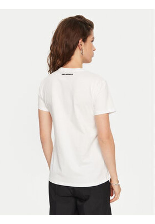 Karl Lagerfeld - KARL LAGERFELD T-Shirt A1W17131 Biały Regular Fit. Typ kołnierza: dekolt w karo. Kolor: biały. Materiał: bawełna