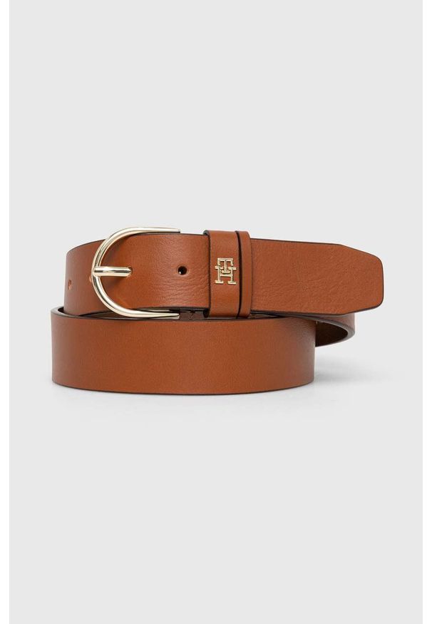 TOMMY HILFIGER - Tommy Hilfiger pasek skórzany damski kolor brązowy. Kolor: brązowy. Materiał: skóra