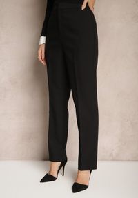 Renee - Czarne Garniturowe Spodnie Cygaretki z Wiskozą High Waist Tialys. Okazja: na co dzień, na spotkanie biznesowe. Stan: podwyższony. Kolor: czarny. Materiał: wiskoza. Styl: biznesowy, klasyczny, casual