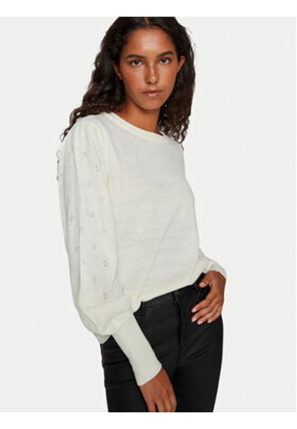 Vila Sweter Ava 14090317 Écru Regular Fit. Materiał: syntetyk