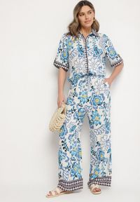 Born2be - Niebieska Koszula z Wiskozy w Kwiatowy Wzór Milineira. Okazja: na co dzień. Kolor: niebieski. Materiał: wiskoza. Wzór: kwiaty. Styl: elegancki, casual #7
