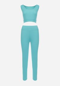 Born2be - Zielony Komplet Dresowy 3-częściowy z Lampasami Hisa. Kolekcja: plus size. Kolor: zielony. Materiał: dresówka. Sport: turystyka piesza #4
