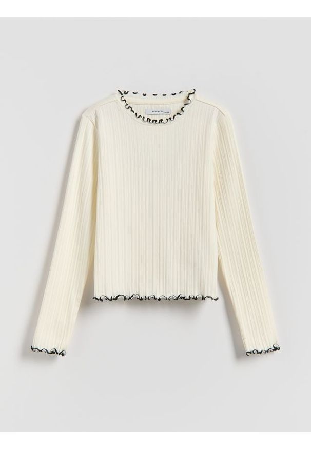 Reserved - Prążkowana koszulka - złamana biel. Materiał: prążkowany