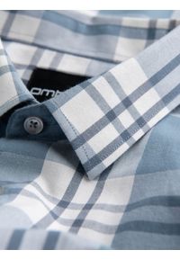 Ombre Clothing - Klasyczna flanelowa męska koszula bawełniana w kratę - niebiesko-kremowa V2 OM-SHCS-0157 - XXL. Typ kołnierza: kołnierzyk klasyczny. Kolor: niebieski. Materiał: bawełna. Długość rękawa: długi rękaw. Długość: długie. Styl: klasyczny #2