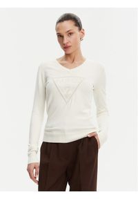 Guess Sweter W5GR19 Z2NQ2 Écru Regular Fit. Materiał: wiskoza