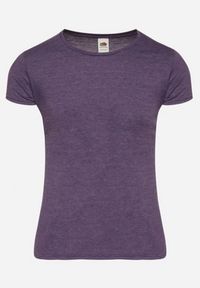 Born2be - Fioletowy Klasyczny T-shirt z Bawełny Fodena. Okazja: na co dzień. Kolor: fioletowy. Materiał: bawełna. Styl: klasyczny #1