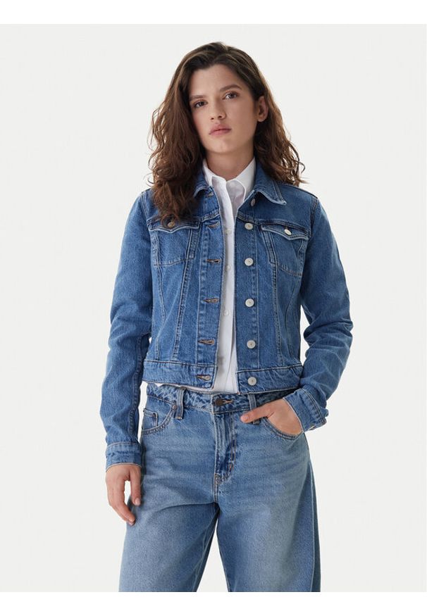 Tommy Jeans Kurtka jeansowa Vivianne DW0DW22489 Niebieski Slim Fit. Kolor: niebieski. Materiał: bawełna
