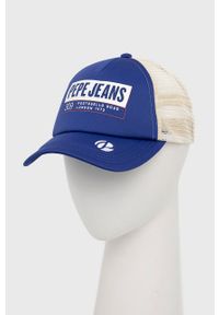 Pepe Jeans czapka Telmo kolor granatowy z nadrukiem. Kolor: niebieski. Wzór: nadruk
