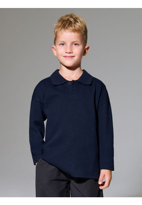 Sinsay - Bluza polo - granatowy. Typ kołnierza: polo. Kolor: niebieski