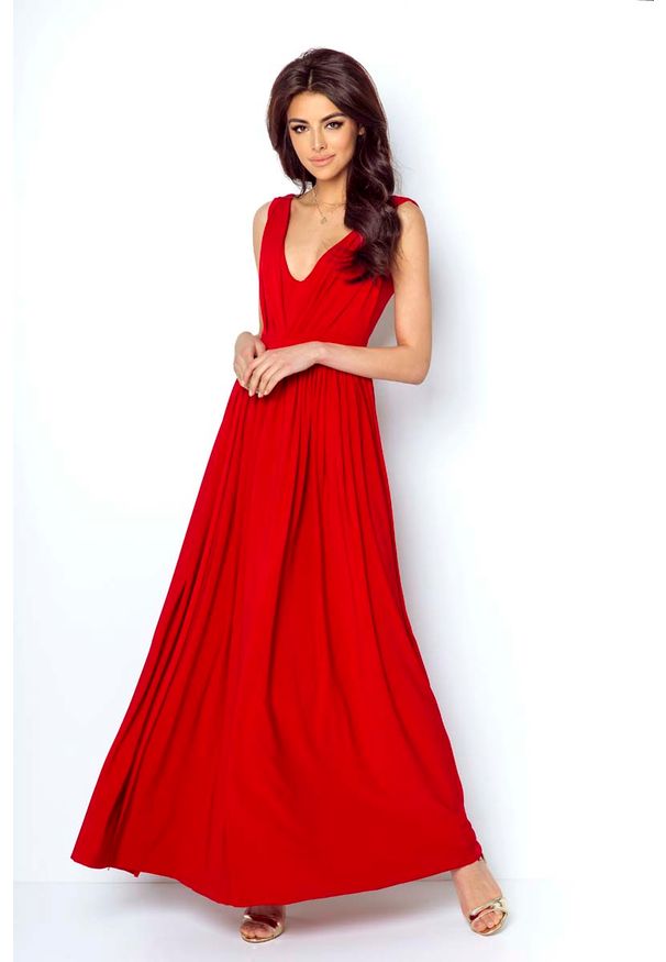 Czerwona sukienka IVON elegancka, maxi
