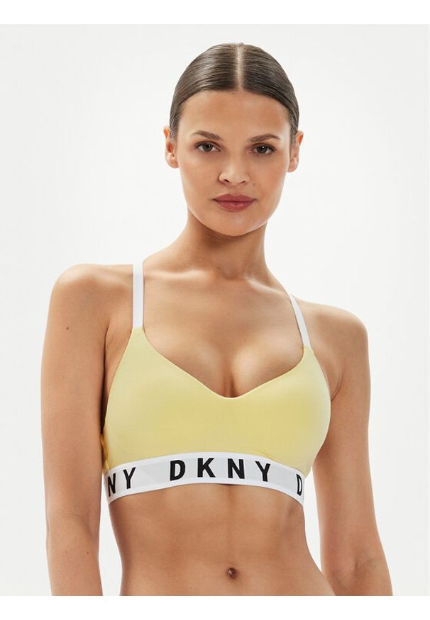 DKNY Biustonosz push-up DK4518 Żółty. Kolor: żółty. Materiał: bawełna. Rodzaj stanika: push-up