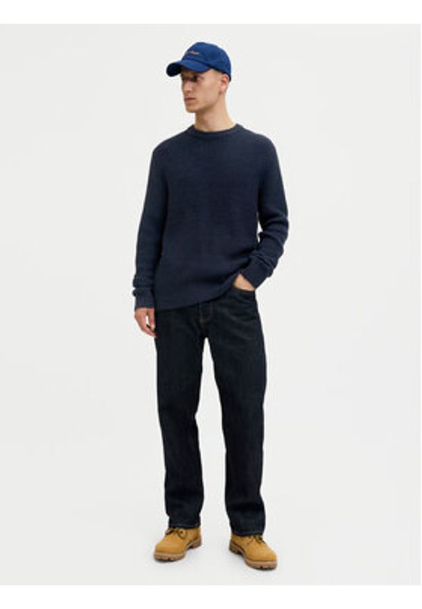 Jack & Jones Sweter Global 12287594 Granatowy Regular Fit. Kolor: niebieski. Materiał: bawełna, syntetyk