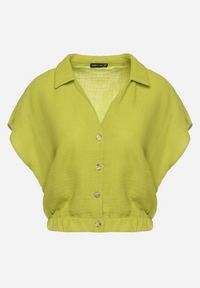 Born2be - Zielona Koszula z Krótkimi Rękawami ze Ściągaczem na Dole Vrefla. Okazja: do pracy, na spotkanie biznesowe, na co dzień. Kolor: zielony. Długość rękawa: krótki rękaw. Długość: krótkie. Styl: casual, elegancki, biznesowy #7