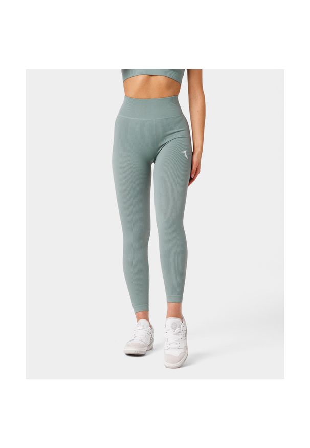 Legginsy fitness damskie Carpatree Rib bezszwowe. Kolor: zielony. Sport: fitness