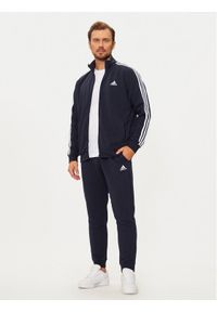 Adidas - adidas Dres Basic 3-Stripes French Terry IC6765 Granatowy Regular Fit. Kolor: niebieski. Materiał: syntetyk