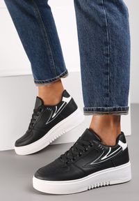 Renee - Czarne Sneakersy Phisylei. Nosek buta: okrągły. Zapięcie: sznurówki. Kolor: czarny. Materiał: jeans, materiał. Szerokość cholewki: normalna. Wzór: aplikacja, kolorowy #4