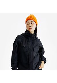 Decathlon - Kurtka Crop damska. Kolor: czarny. Materiał: poliester, poliamid, materiał