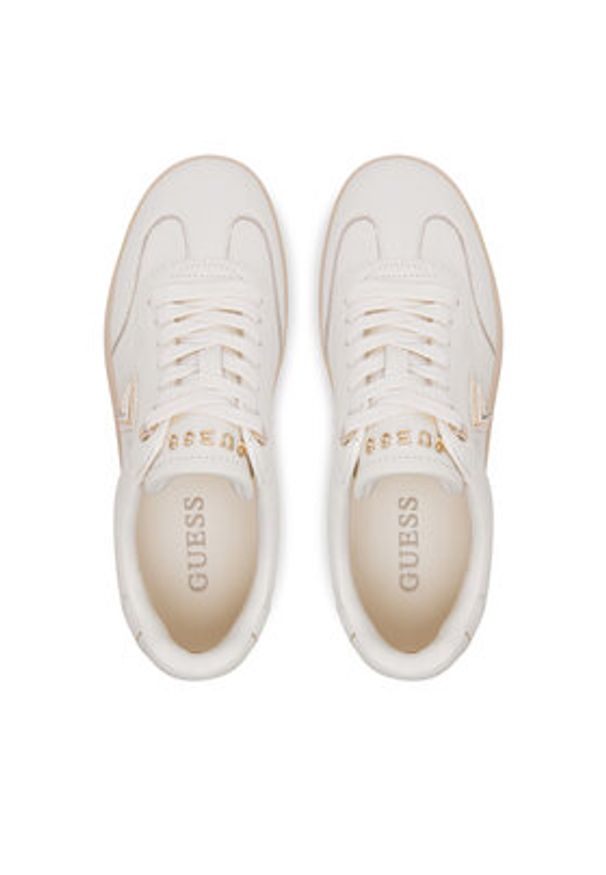 Guess Sneakersy FLJJAZ LEA12 Beżowy. Kolor: beżowy. Materiał: skóra