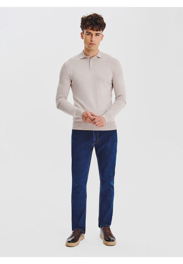 Pako Lorente - Sweter polo w kolorze beżowym. Okazja: na co dzień. Typ kołnierza: polo. Kolor: beżowy. Materiał: wiskoza, poliamid. Sezon: jesień. Styl: casual