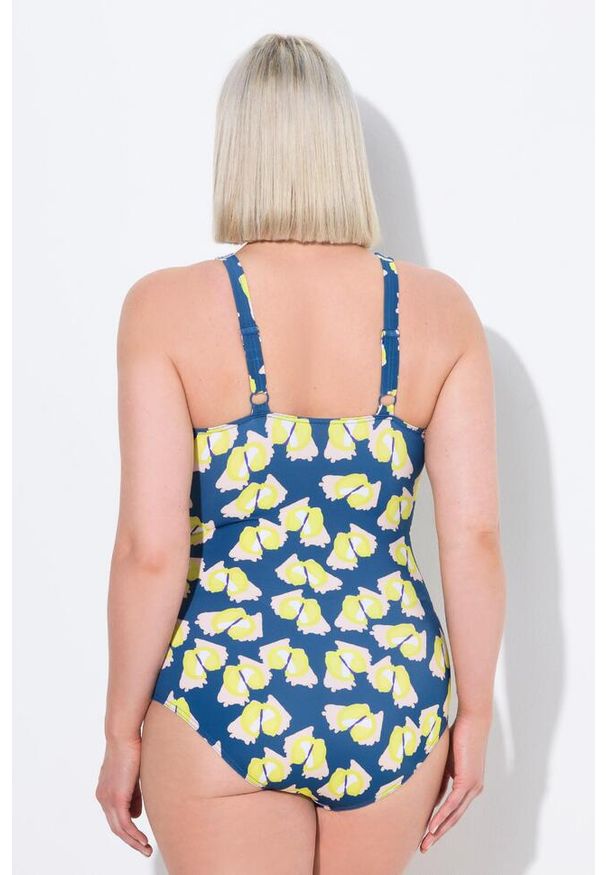 ULLA POPKEN - Damski Strój kąpielowy miękkie miseczki ramiączka z regulacją. Kolekcja: plus size. Kolor: niebieski. Materiał: poliester, elastan, poliamid, materiał
