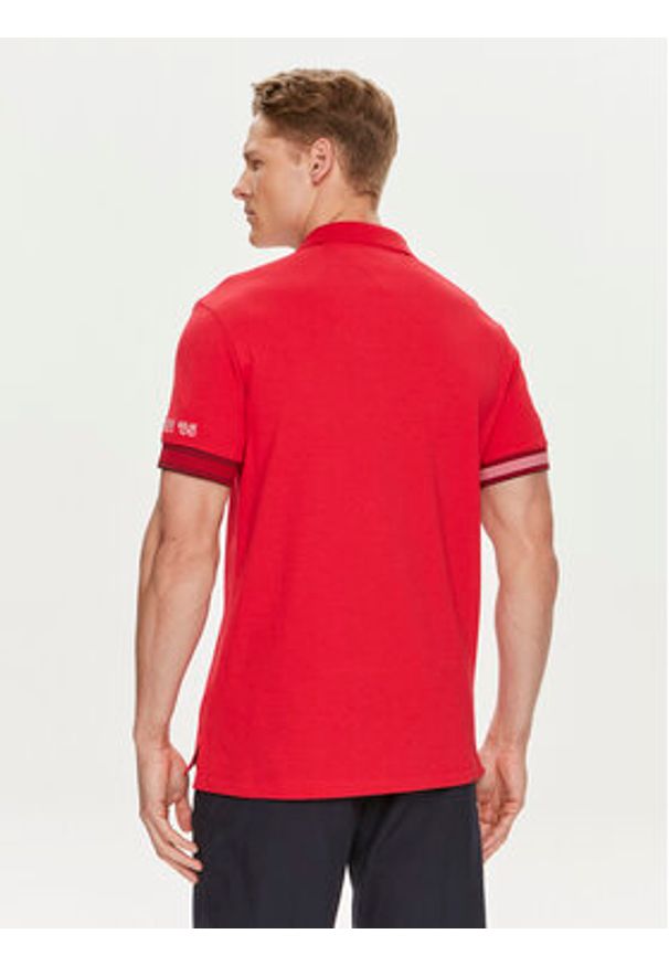 TOMMY HILFIGER - Tommy Hilfiger Polo Flag MW0MW34780 Czerwony Slim Fit. Typ kołnierza: polo. Kolor: czerwony. Materiał: bawełna, wiskoza