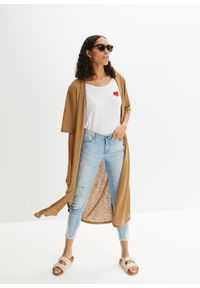 bonprix - Długi kardigan w optyce lnu. Kolor: beżowy. Materiał: len. Długość: długie #2