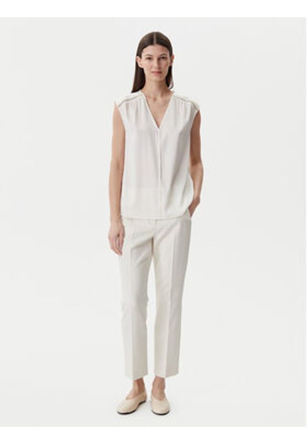 BOSS Bluzka Binadi 50540616 Biały Relaxed Fit. Kolor: biały. Materiał: jedwab